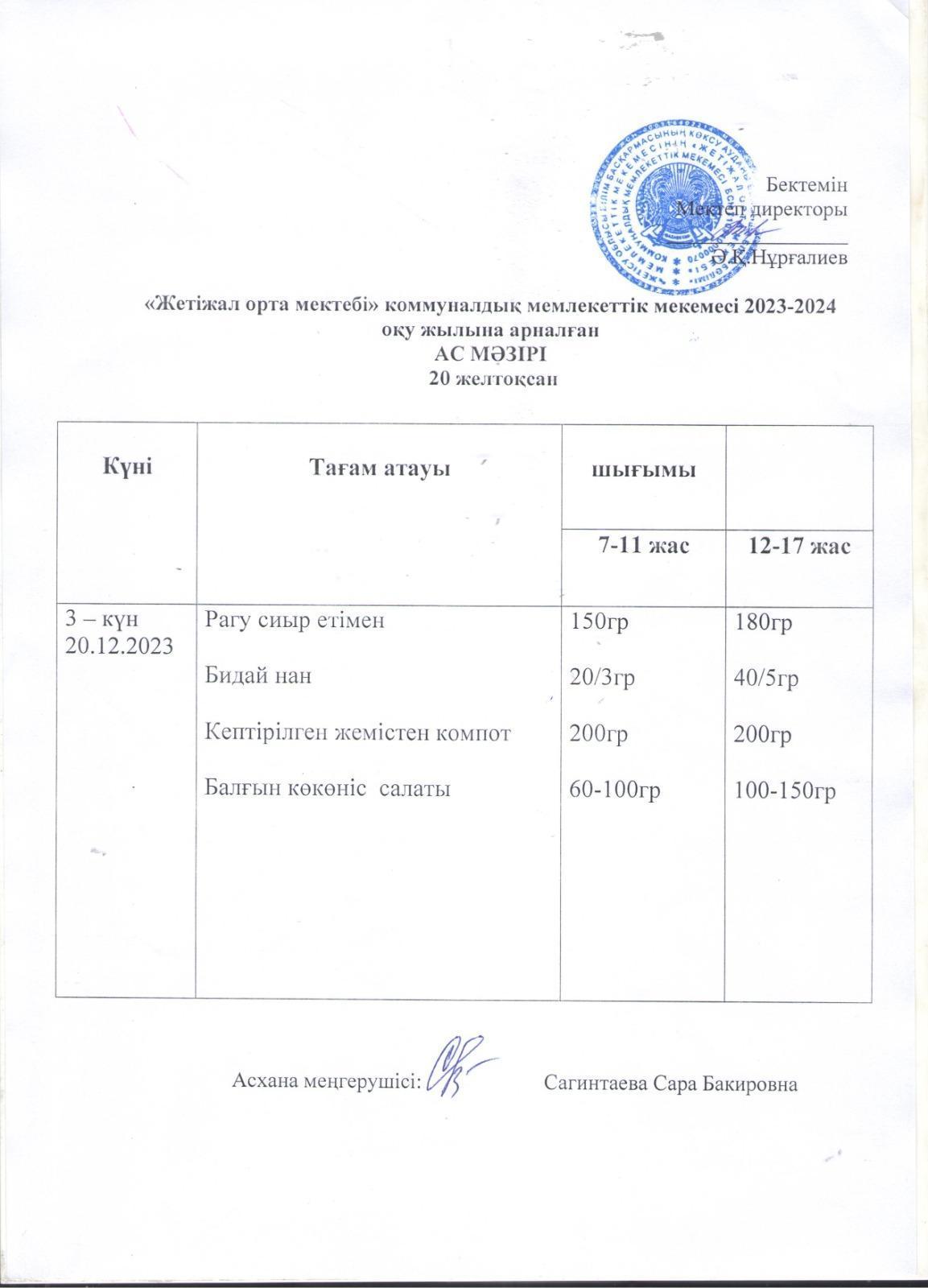 Ас мәзірі 20.12.2023ж.