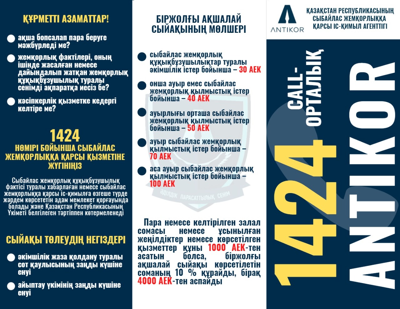 Буклет "Сыбайлас жемқорлық".