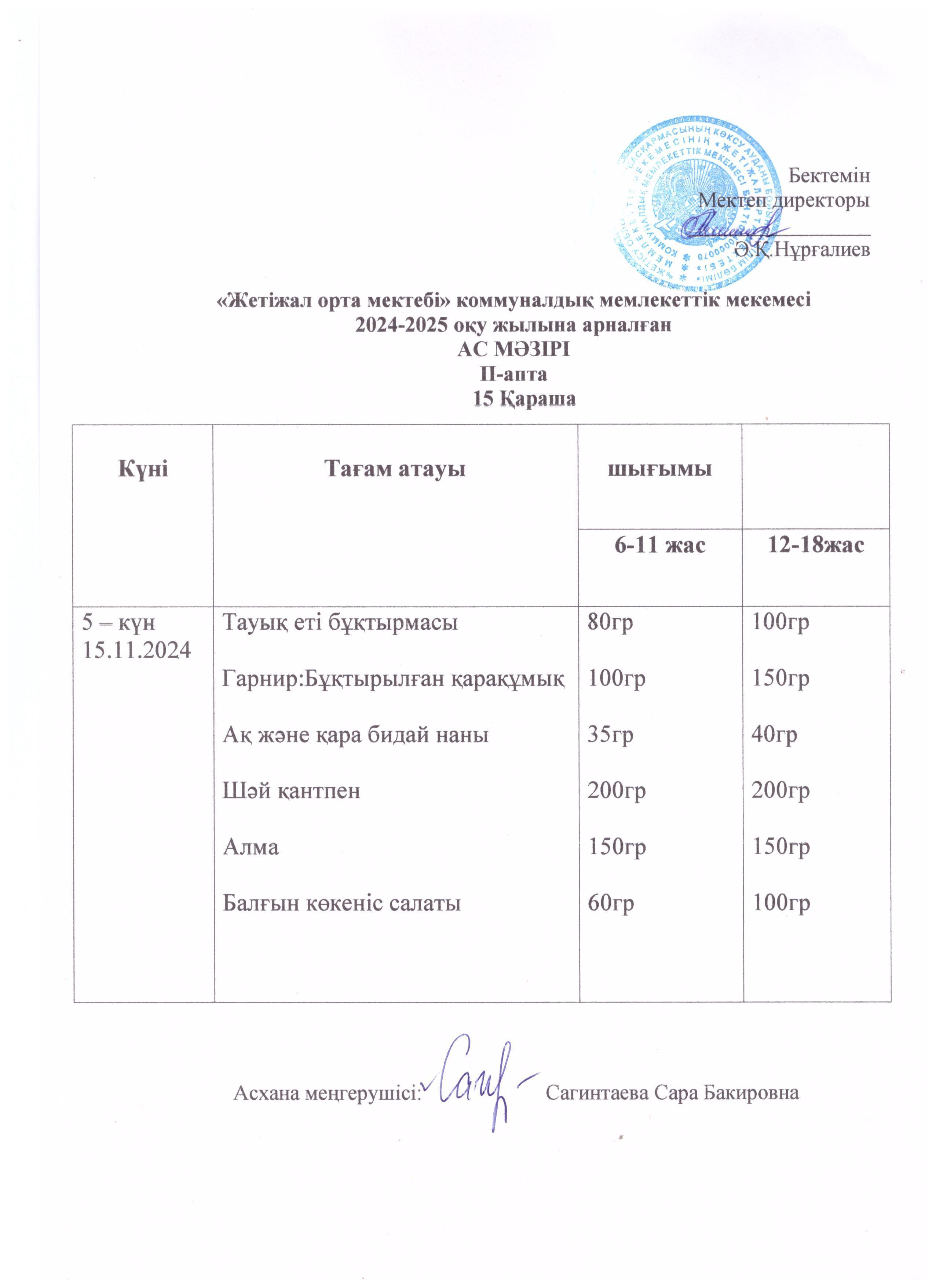 Ас мәзірі 15.11.2024ж