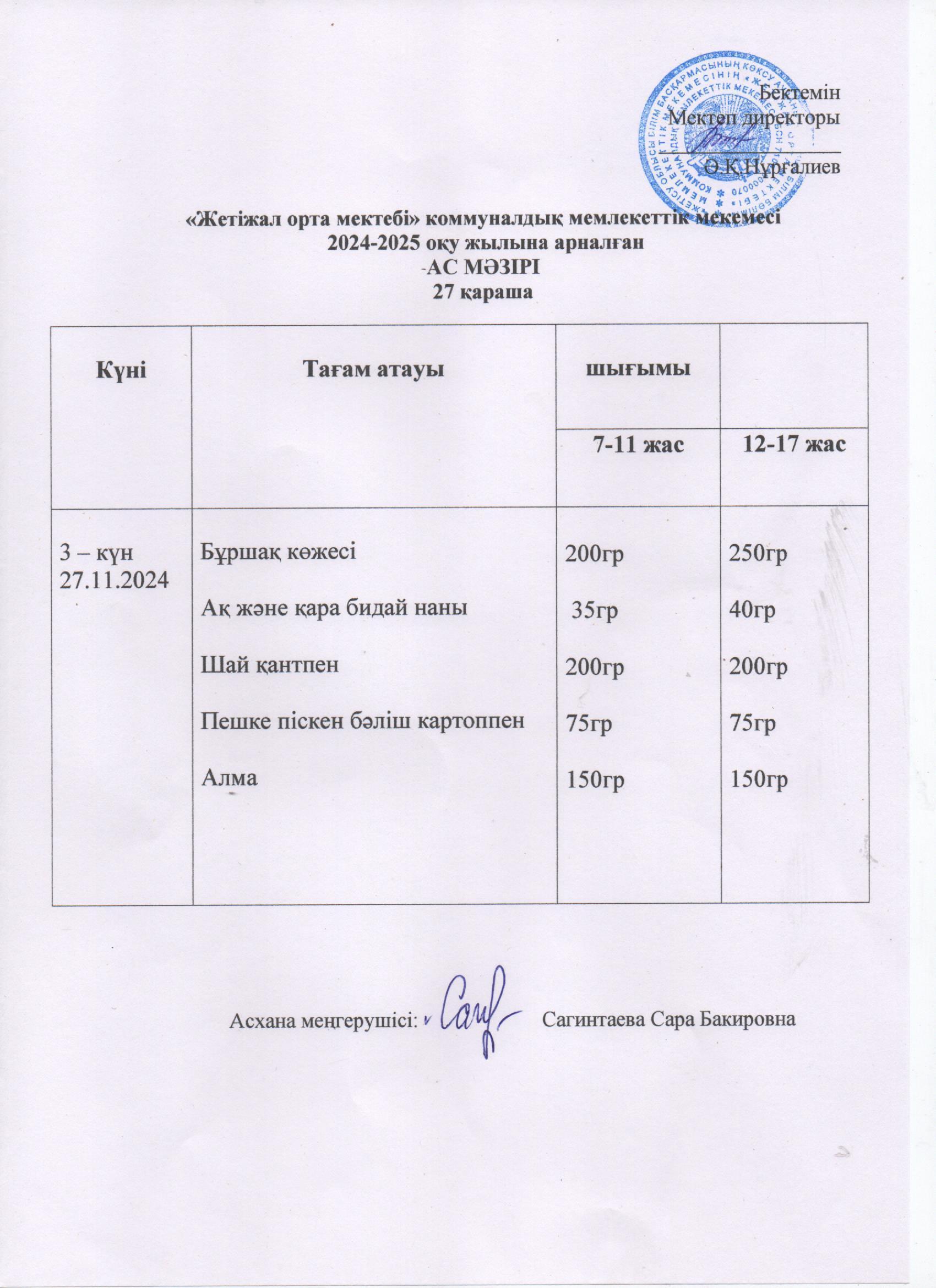 Ас мәзірі 27.11.2024ж