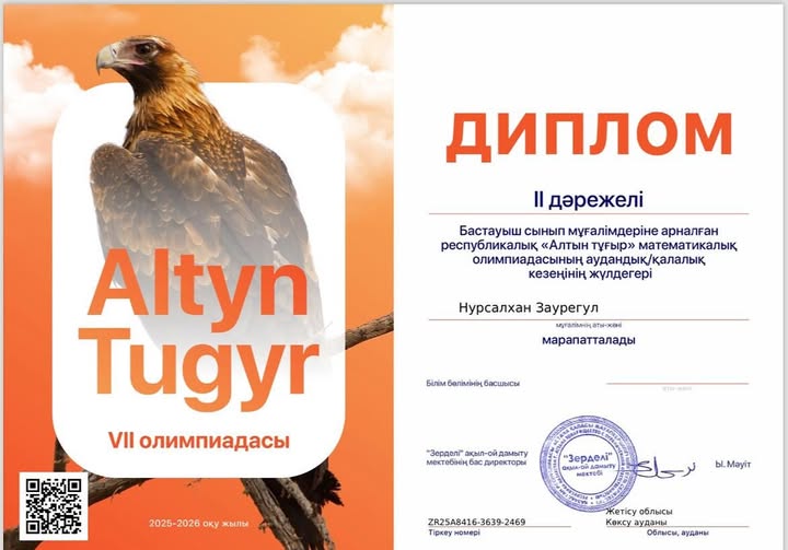 «Алтын тұғыр»математикалық олимпиадасының аудандық/қалалық кезеңі